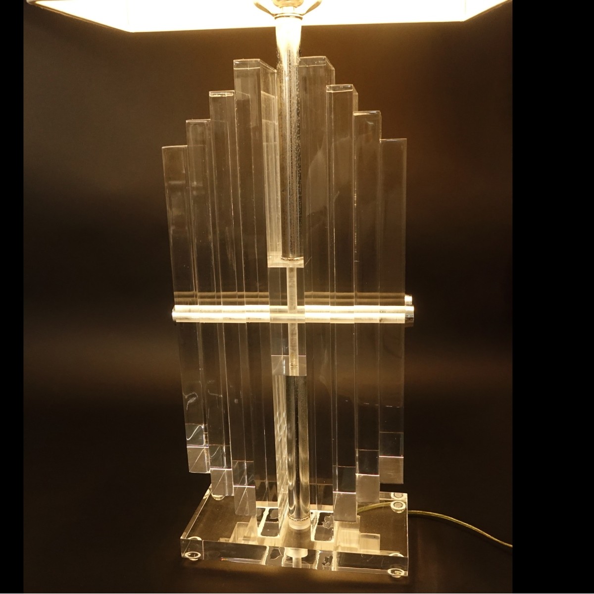 Karl Springer Style Vertical Stacked Lucite Lamp