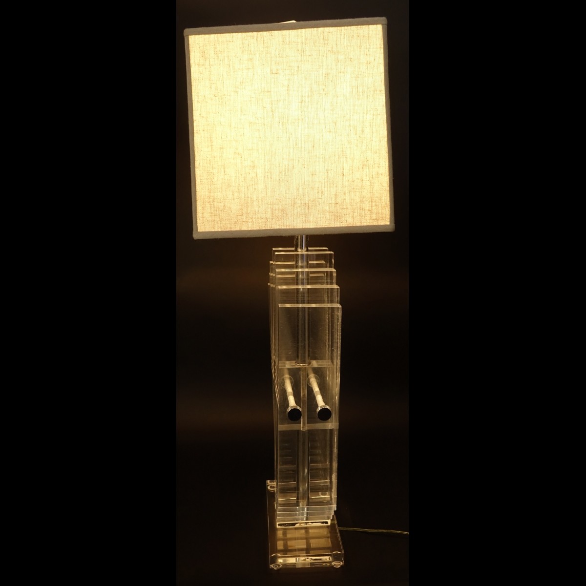 Karl Springer Style Vertical Stacked Lucite Lamp