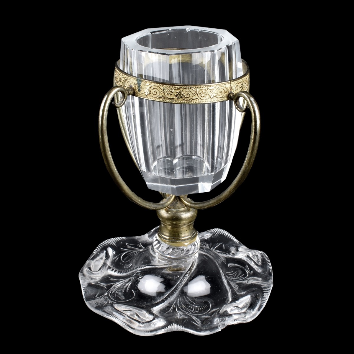 Crystal and Brass Vase