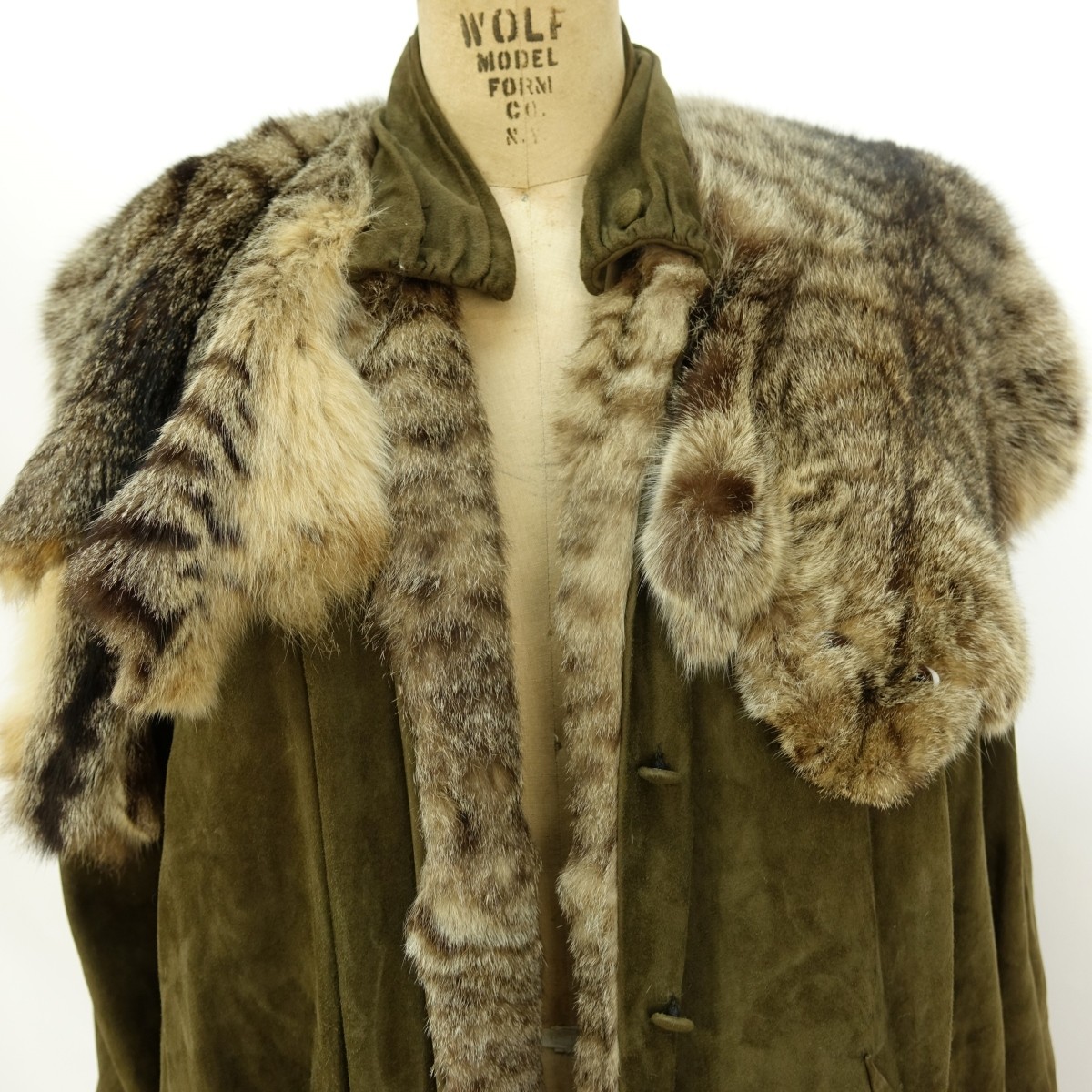 Vintage Wild Cat & Suede Fur Coat