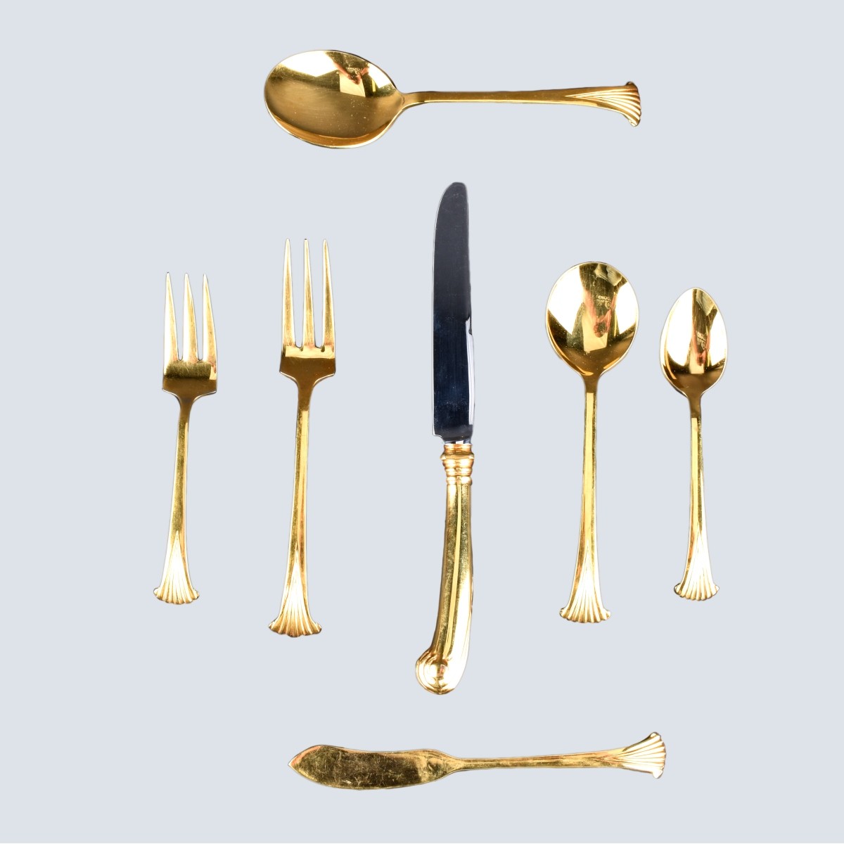 Mid-Century Gold Toned Cutlery Set