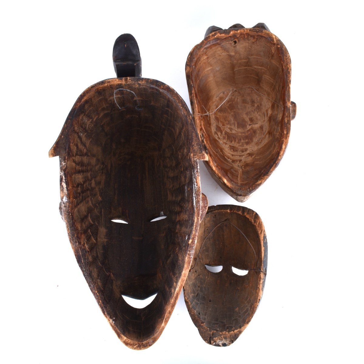 Three (3) African Polychrome Wood Carved Masks