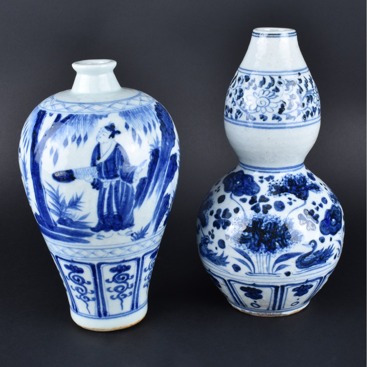 Two (2) 20th C. Chinese Blue and White Vases