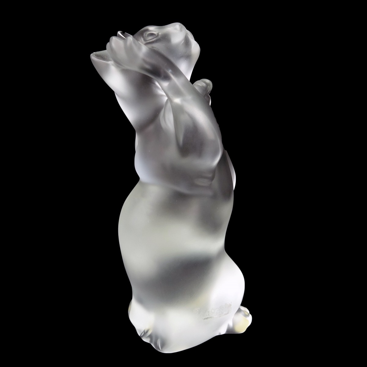 Lalique Laughing Cat Frosted Figurine