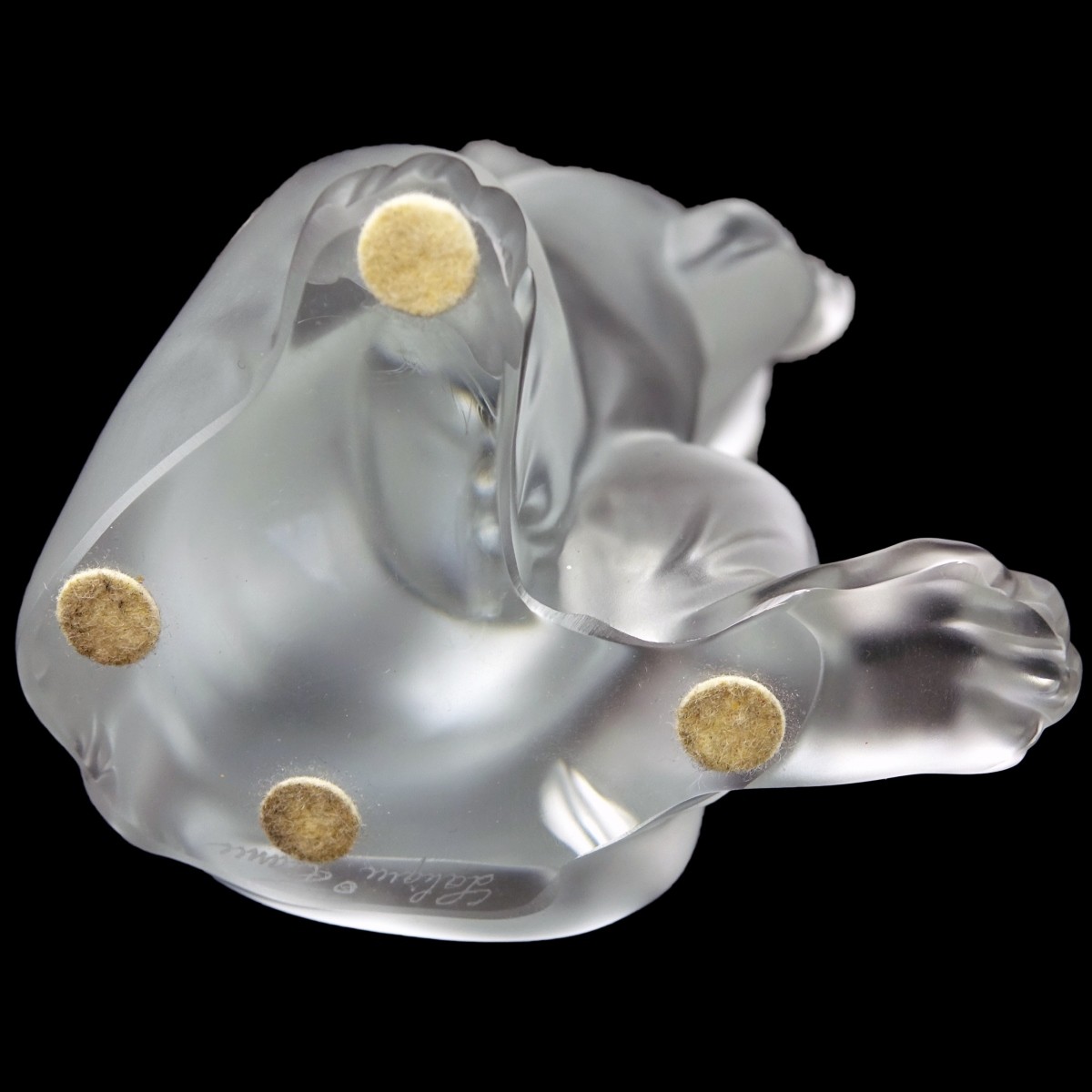 Lalique Laughing Cat Frosted Figurine