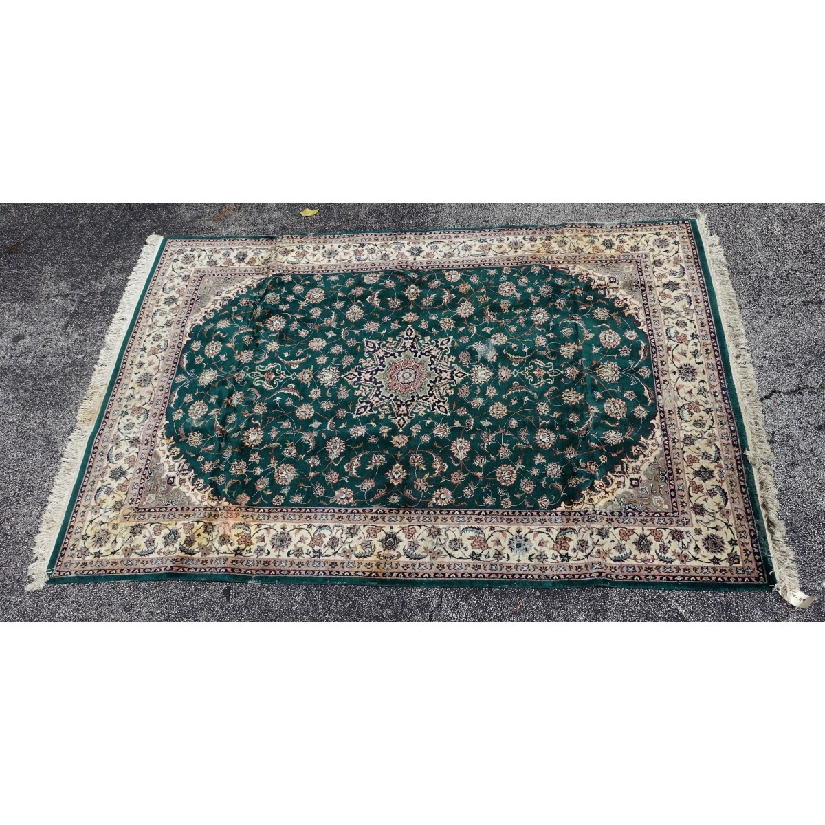 Oriental Rug Green with White Boarder