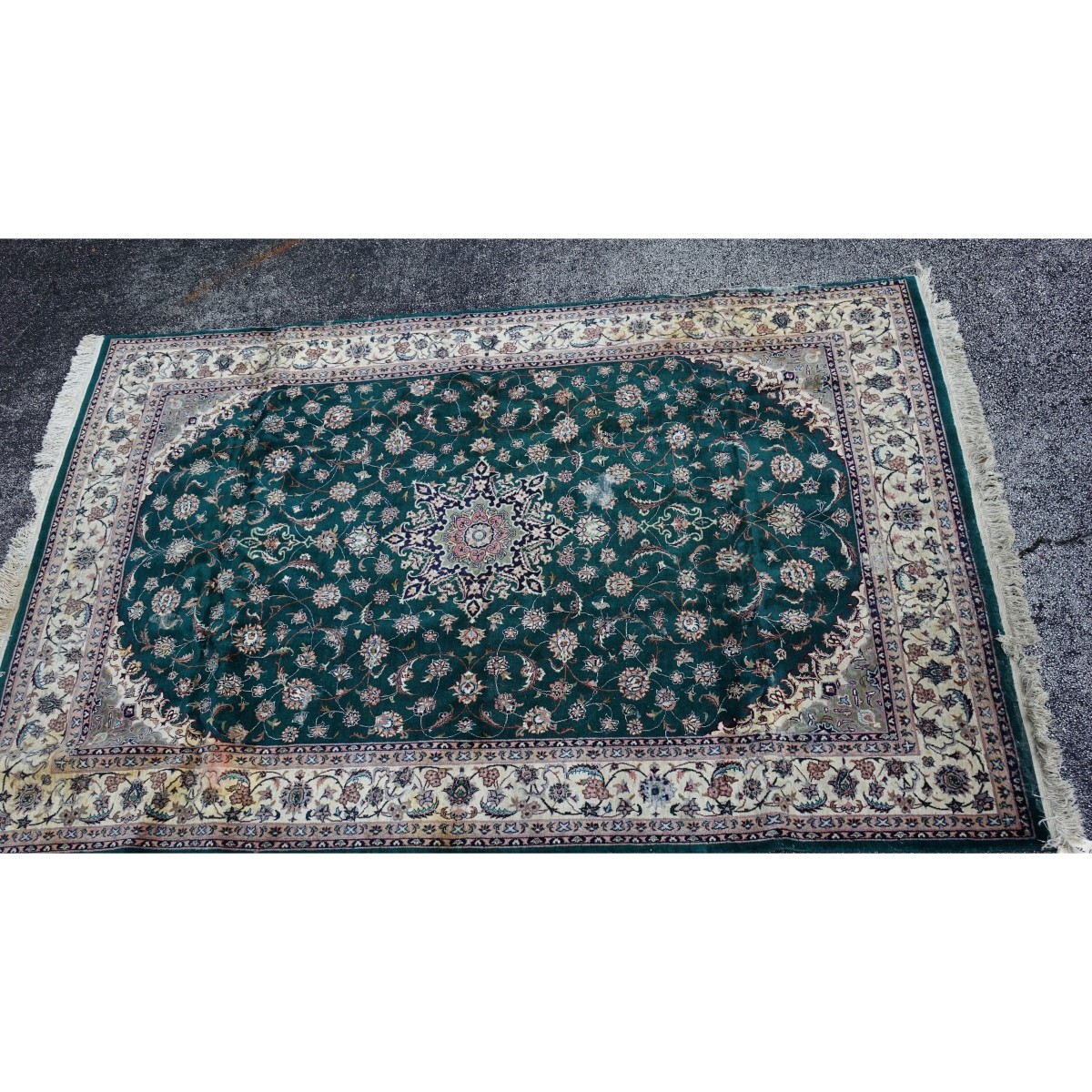 Oriental Rug Green with White Boarder
