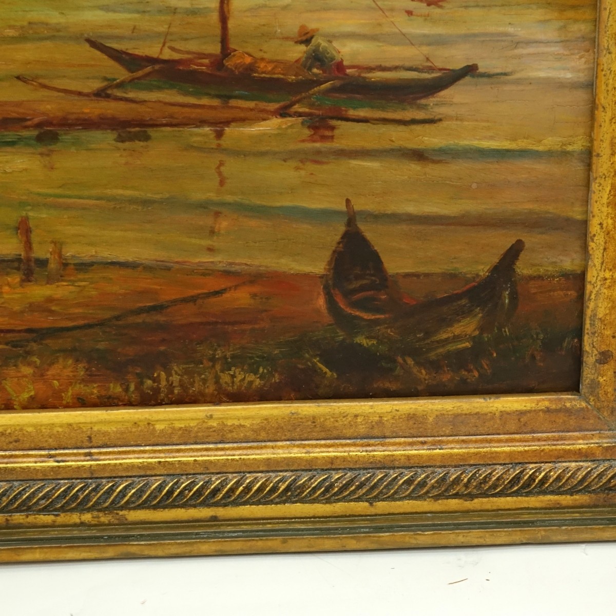 Mid-Century O/B "Fishing Boats" Signed Ancheta