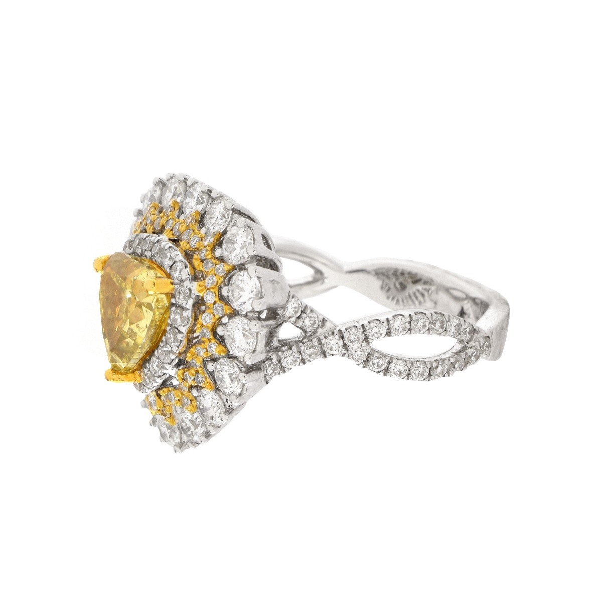 1.54ct Fancy Yellow Diamond and 18K Ring