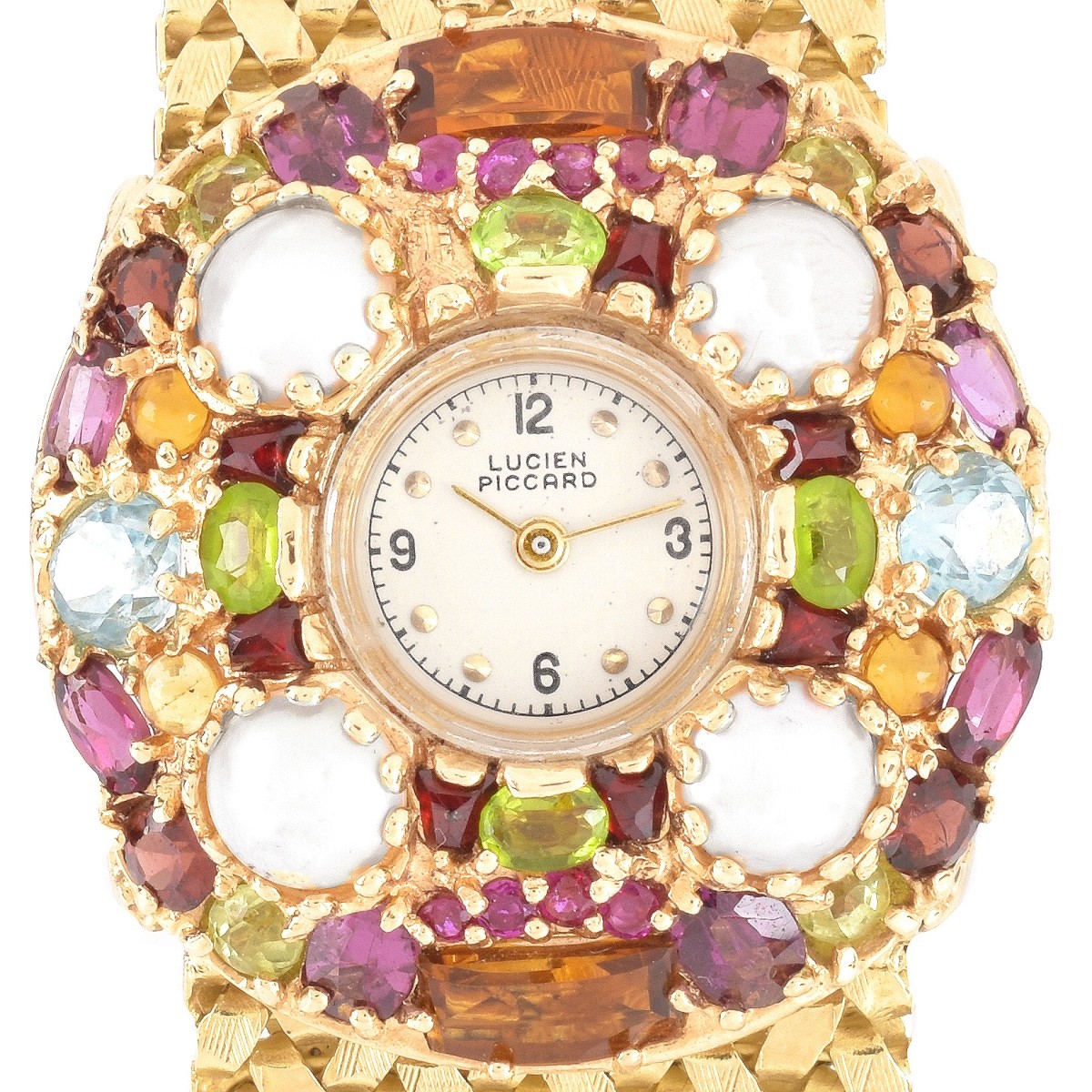 Vintage Lucien Piccard Gemstone 14K Watch