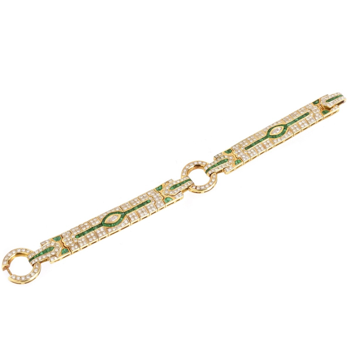 Diamond, Emerald and 18K Bracelet