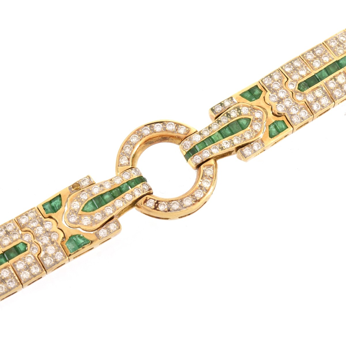 Diamond, Emerald and 18K Bracelet