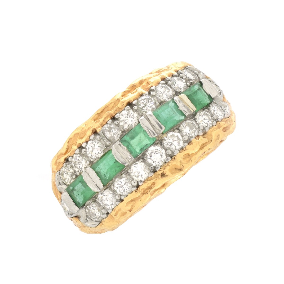 Emerald, Diamond and 14K Ring