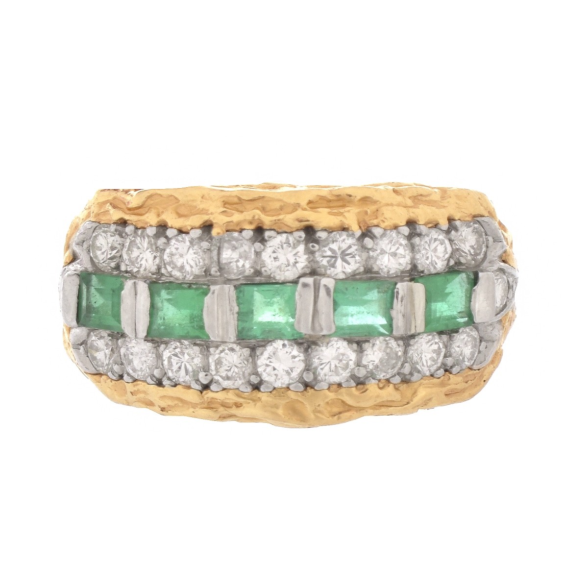 Emerald, Diamond and 14K Ring