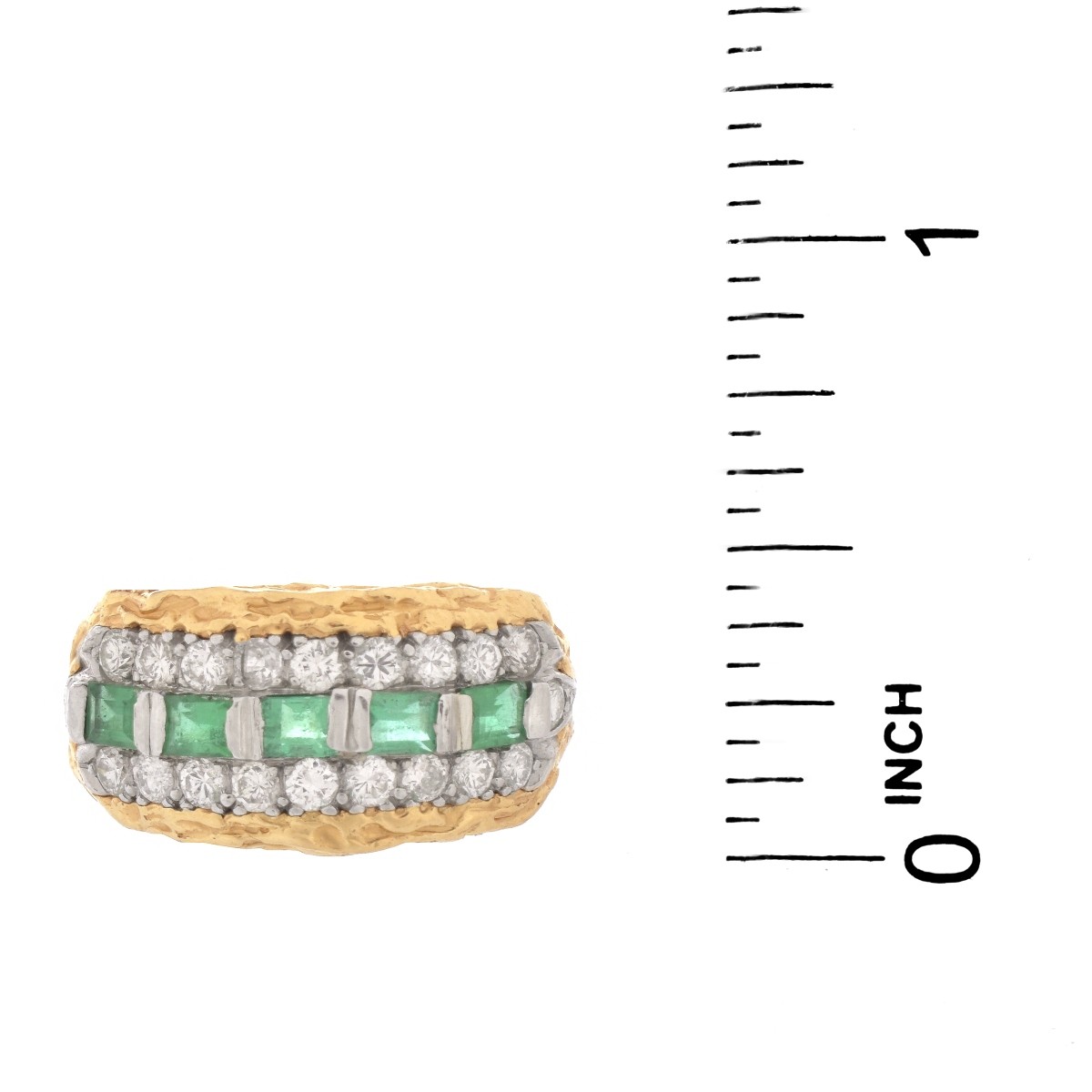 Emerald, Diamond and 14K Ring