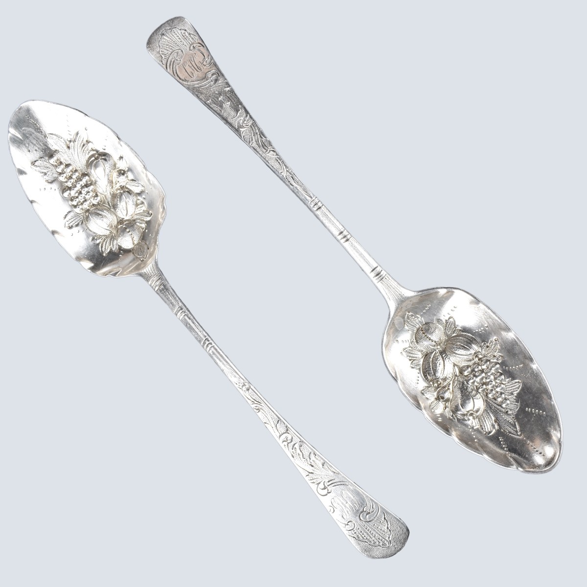 Pair of Antique English Victorian Silver Spoons