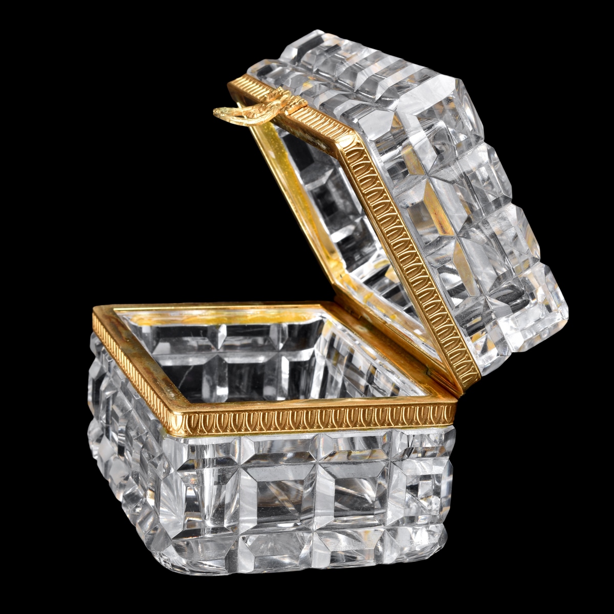 Vintage Baccarat Style Crystal Casket Box