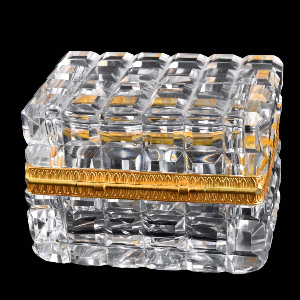 Vintage Baccarat Style Crystal Casket Box