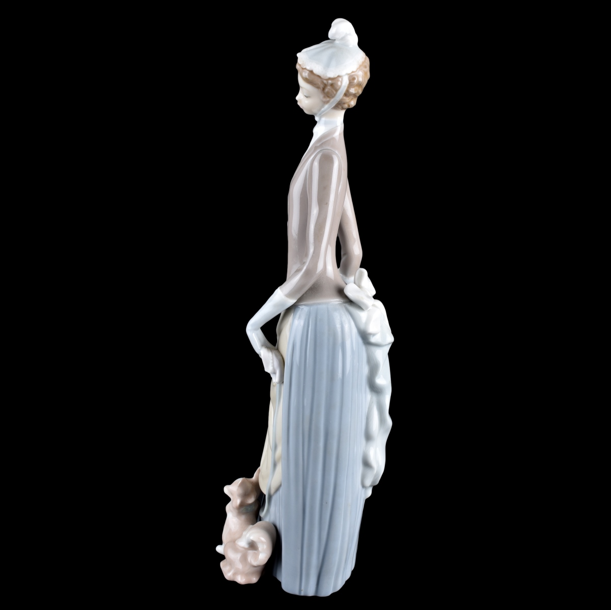 Tall Lladro "Women with Umbrella and Dog" Figurine