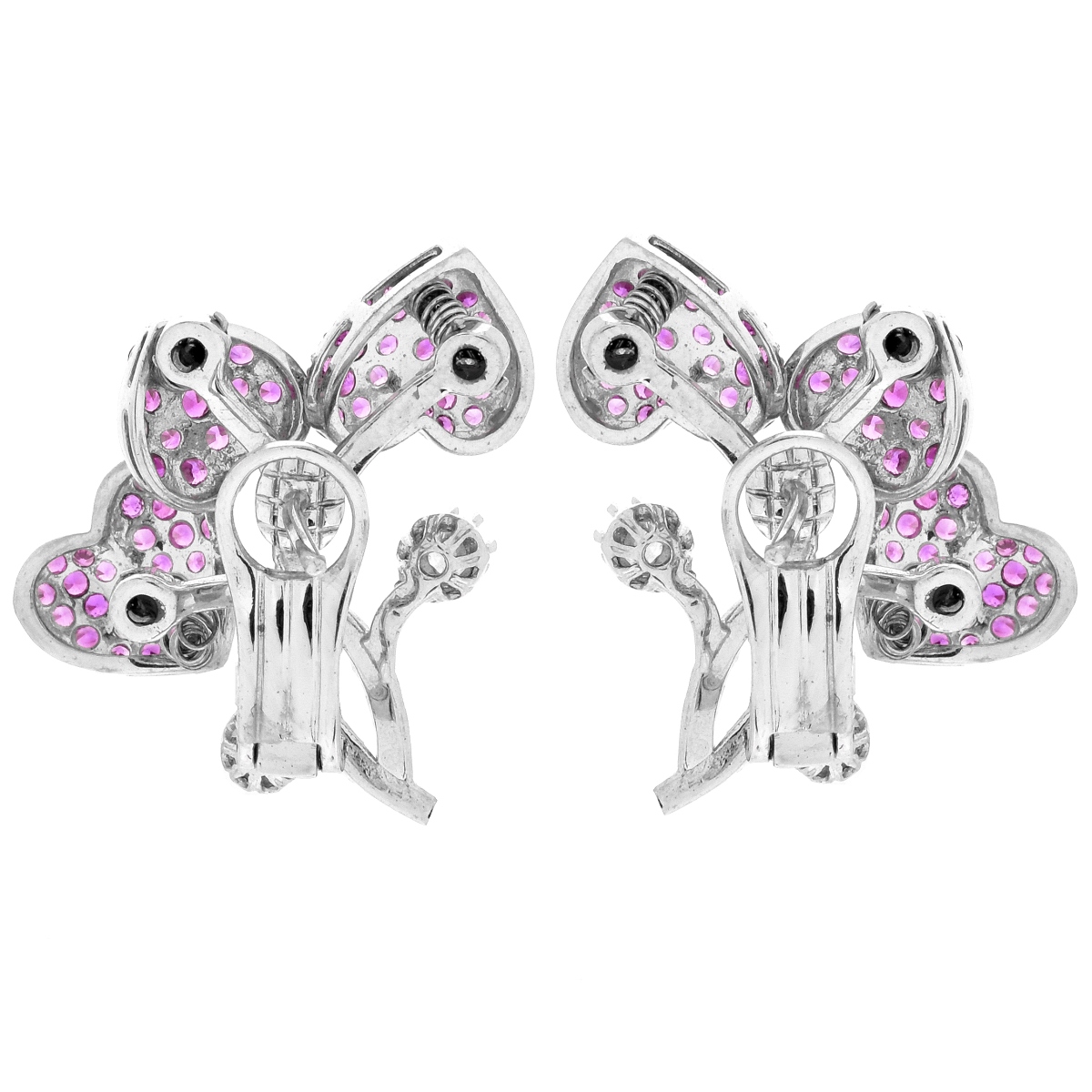 Pink Sapphire, Diamond and 18K Earrings