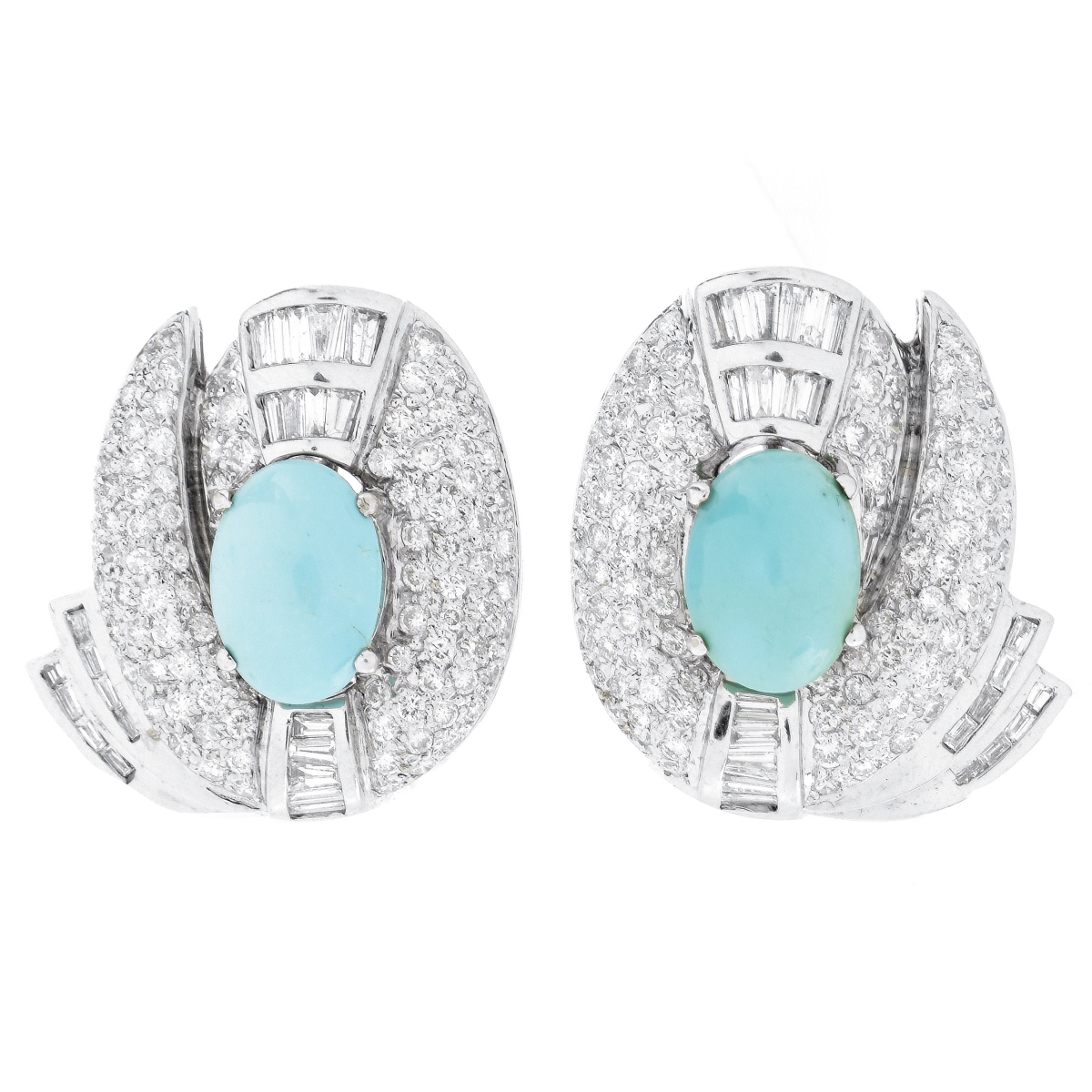 Diamond, Turquoise and 18K Earrings