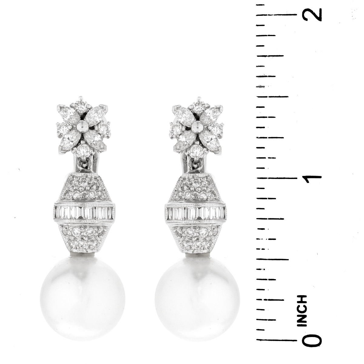 Diamond, Pearl, Platinum and 18K Earrings