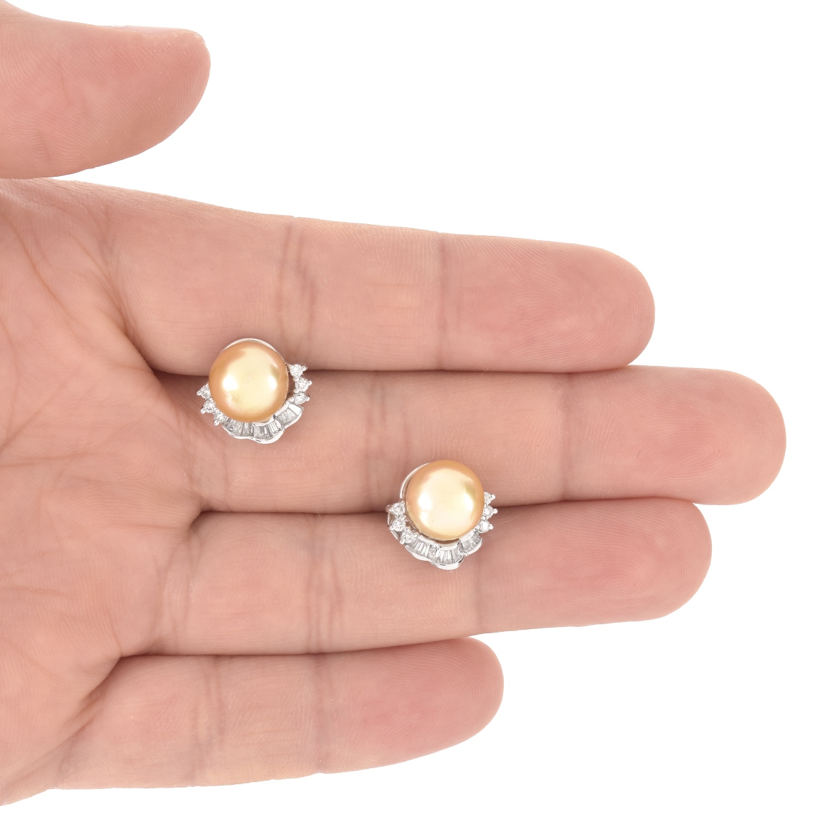 Pearl, Diamond and 18K Earrings