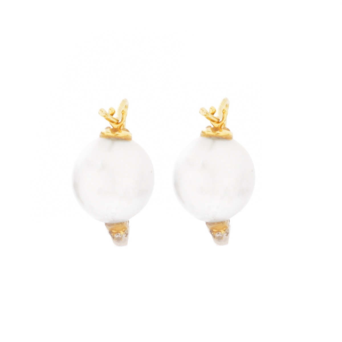 Pearl, Diamond and 14K Earrings