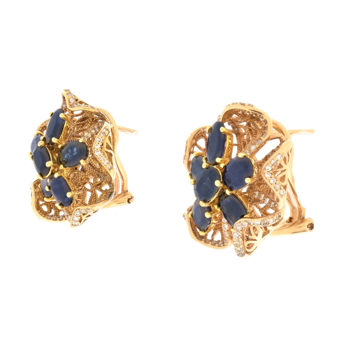 Sapphire, Diamond and 18K Earrings