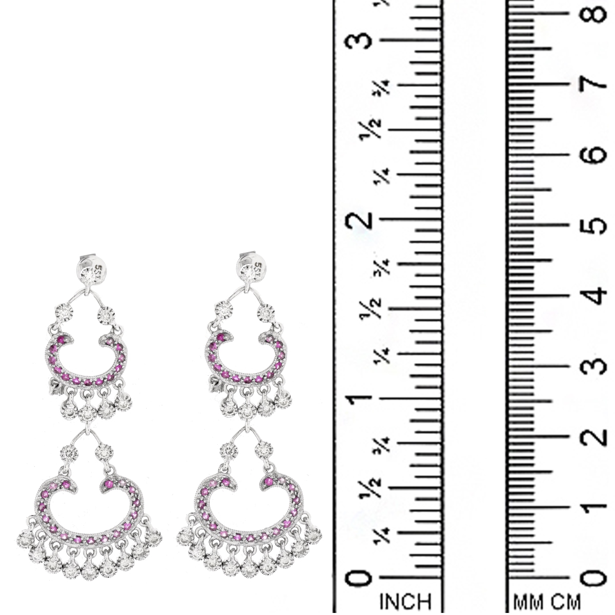 Diamond, Pink Sapphire and 14K Earrings