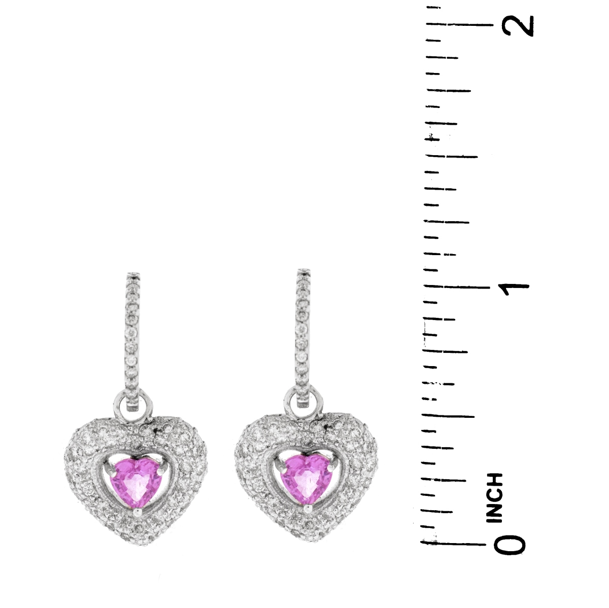 Diamond, Pink Sapphire and 18K Earrings