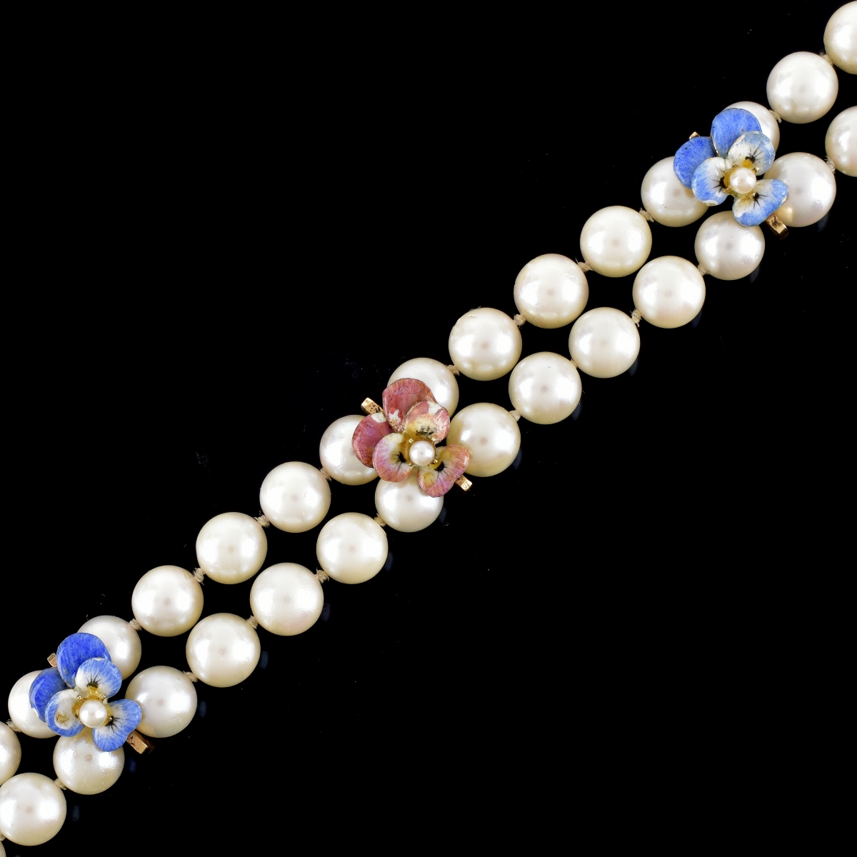 Art Nouveau Pearl, Enamel and 14K Bracelet