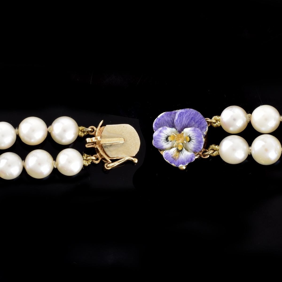 Art Nouveau Pearl, Enamel and 14K Bracelet