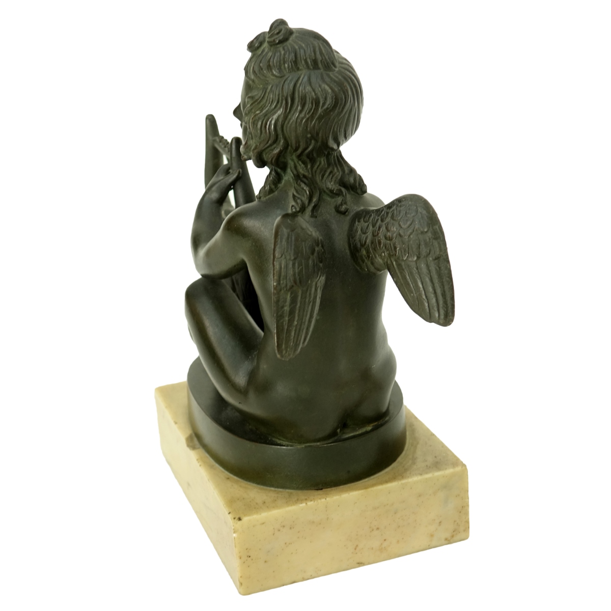 19th C. Bronze Angel Playing Lyre