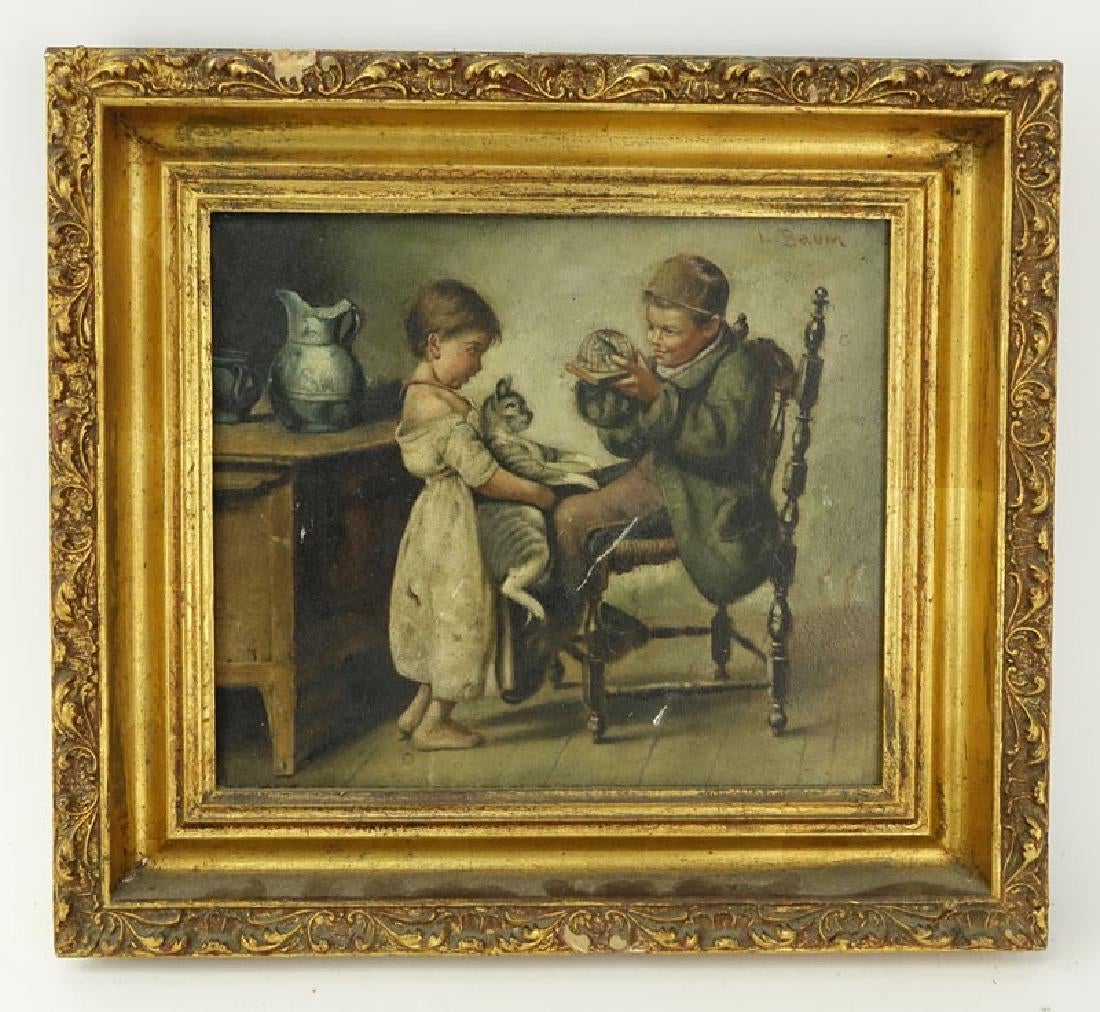 19/20th Century Oil of Panel Signed L. Baum