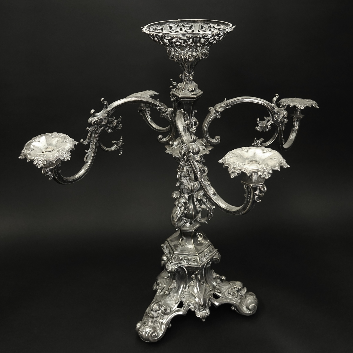 19th C. Silver Over Bronze Epergne Centerpiece