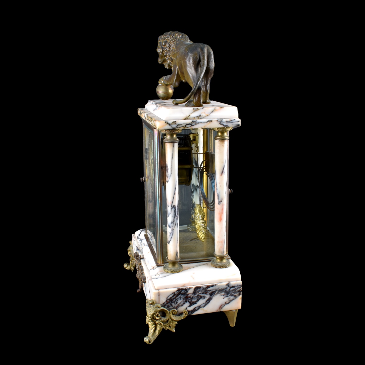 A.D. Mougin French Bronze and Marble Mantle Clock