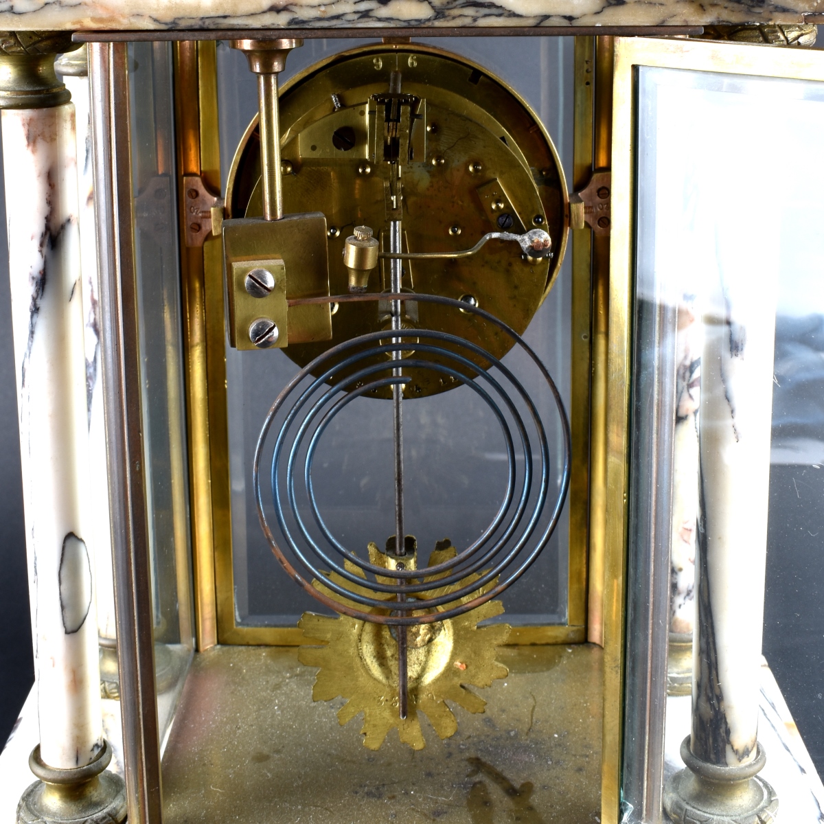 A.D. Mougin French Bronze and Marble Mantle Clock