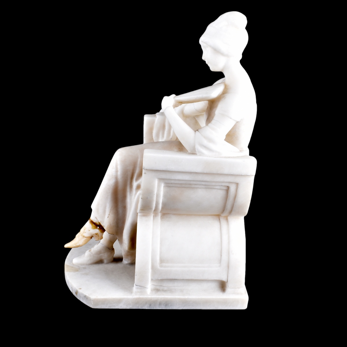 Art Nouveau Marble Sculpture on Marble Base