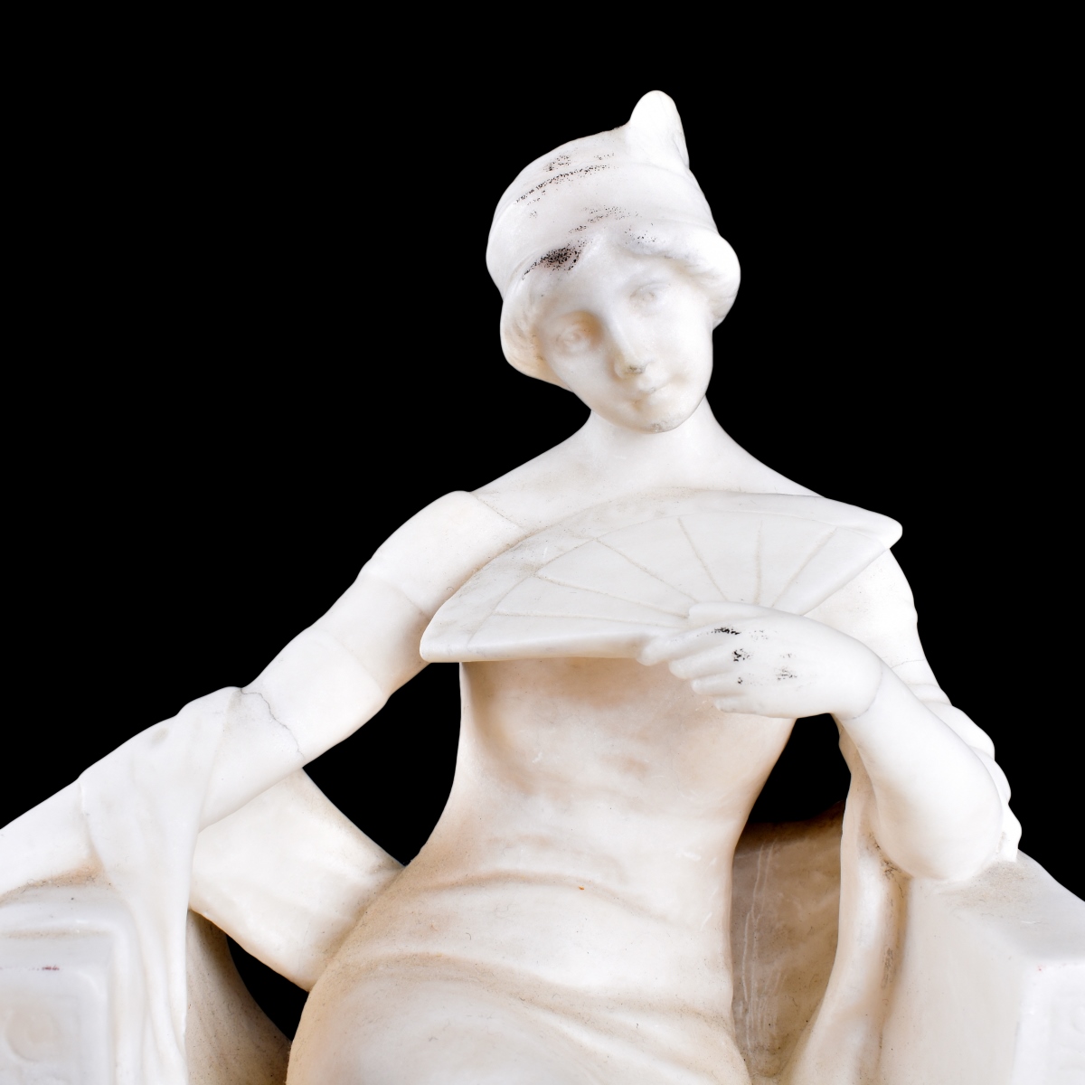 Art Nouveau Marble Sculpture on Marble Base