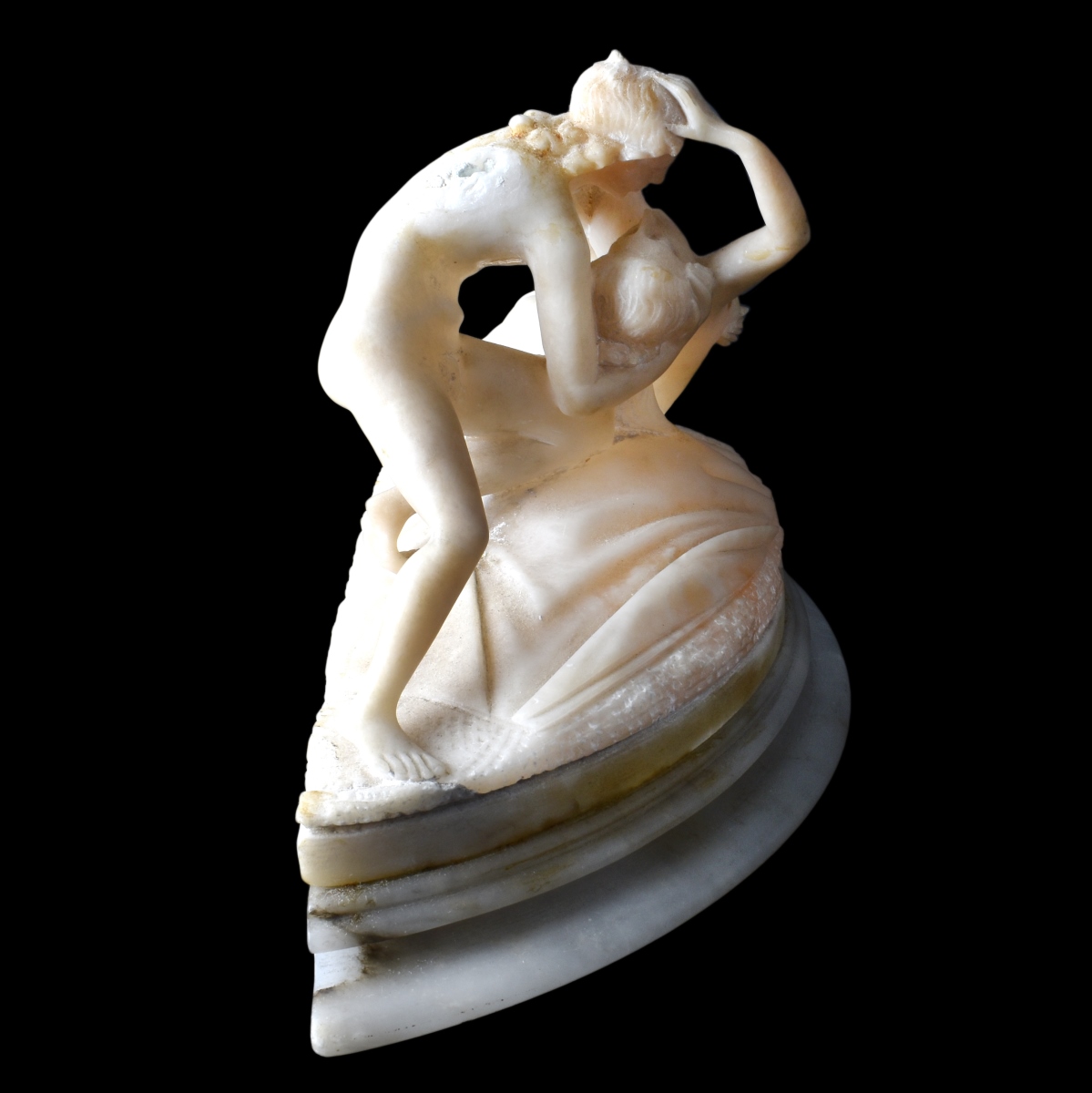 Art Nouveau Marble Sculpture Mounted on Alabaster