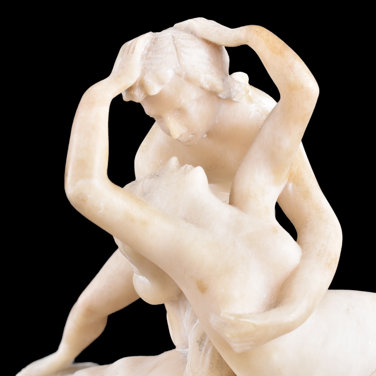 Art Nouveau Marble Sculpture Mounted on Alabaster