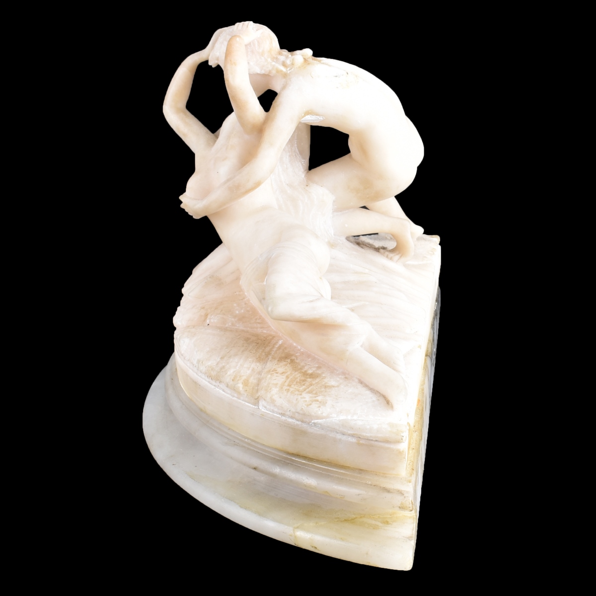 Art Nouveau Marble Sculpture Mounted on Alabaster