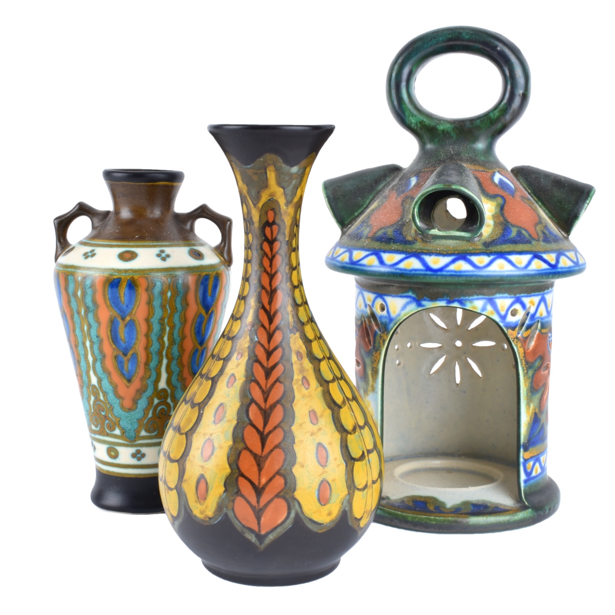 Three (3) Gouda Pottery Items