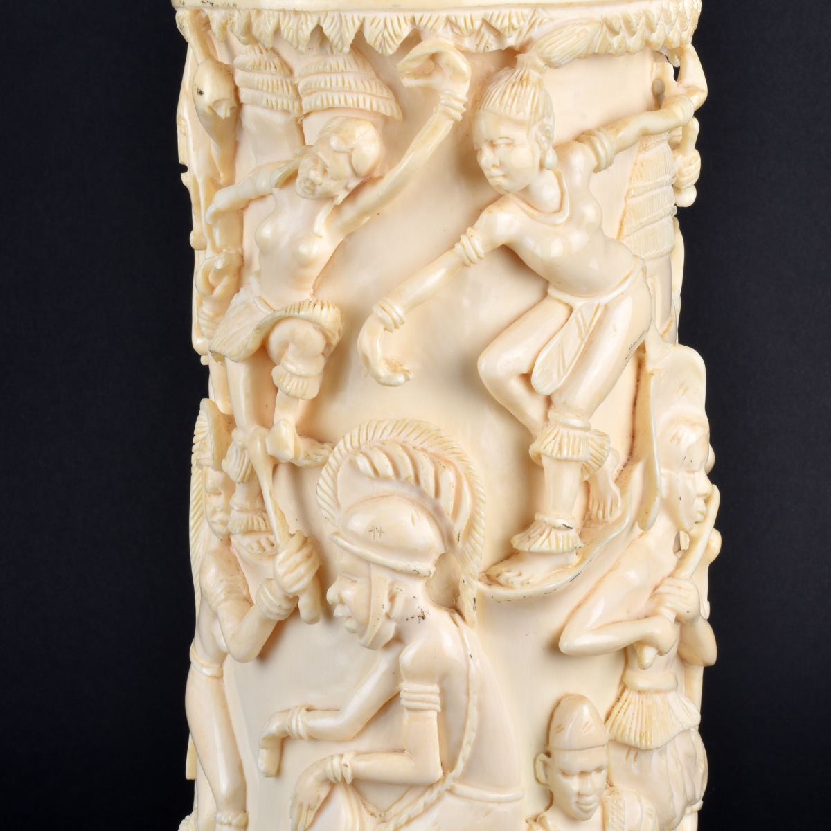 Antique African Ivory Tusk Relief Carving