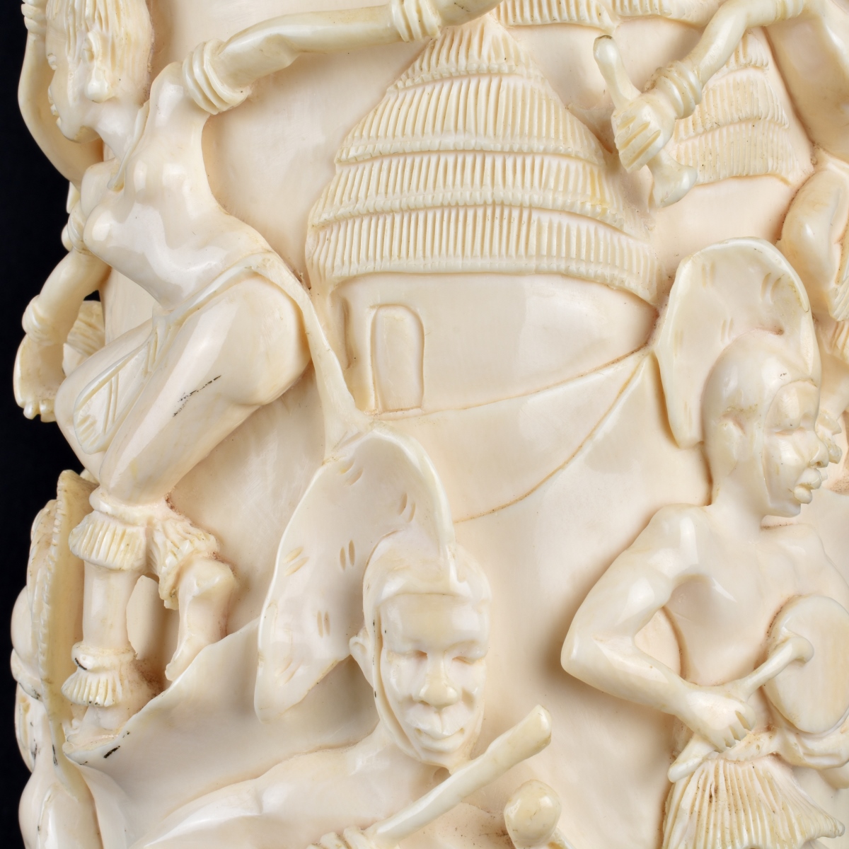 Antique African Ivory Tusk Relief Carving