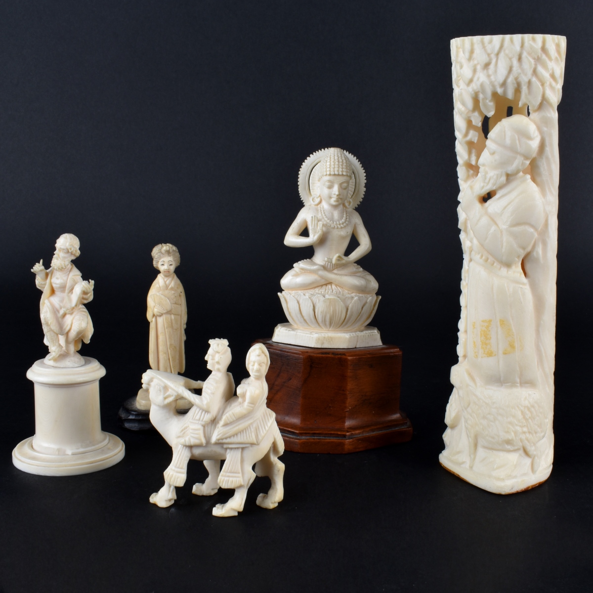 Nine (9) Assorted Indian Carved Ivory Figurines