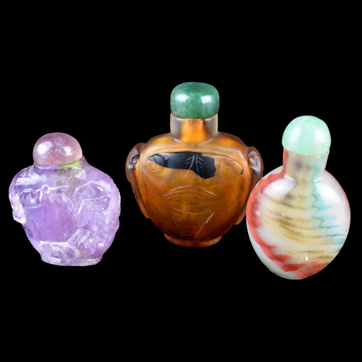 Three (3) Antique Chinese Snuff Bottles