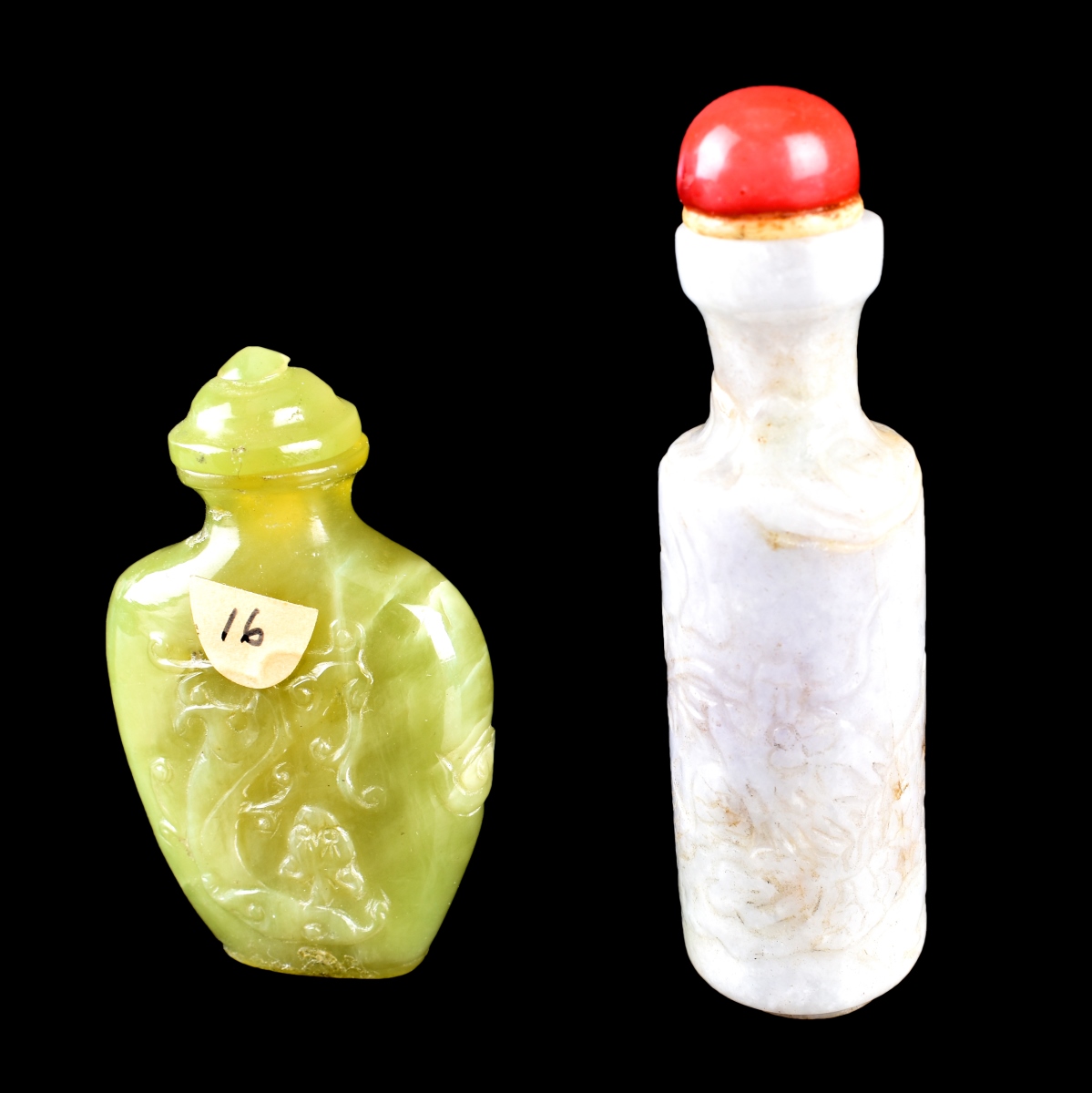 19th Century Chinese Carved Jade Snuff Bottles