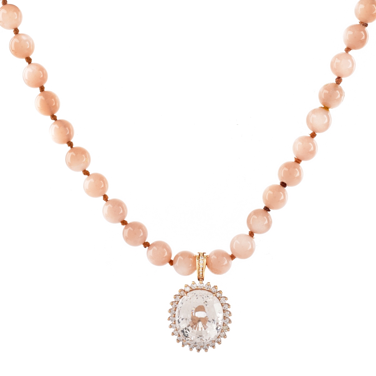 Topaz, Diamond, Pink Moonstone and 14K Necklace